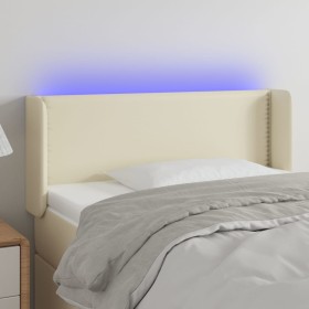 Cabecero con LED cuero sintético crema 103x16x78/88 cm de vidaXL, Cabeceros y pies de cama - Ref: Foro24-3123182, Precio: 46,...