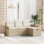 Conjunto de sofá de jardín 4 pcs Beige y Crema ratán sintético en Sofás de exterior | Comprar online en Foru.es