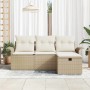 Conjunto de sofá de jardín 4 pcs Beige y Crema ratán sintético en Sofás de exterior | Comprar online en Foru.es