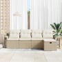 Conjunto de sofá de jardín 5 pcs Beige y Crema ratán sintético en Sofás de exterior | Comprar online en Foru.es