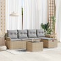 Conjunto de sofá de jardín con cojín 6 pcs Beige y Gris Claro en Sofás de exterior | Comprar online en Foru.es