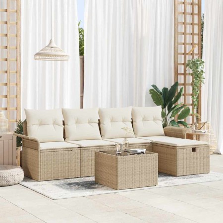 Conjunto de sofá de jardín 6 pcs Beige y Crema ratán sintético en Sofás de exterior | Comprar online en Foru.es