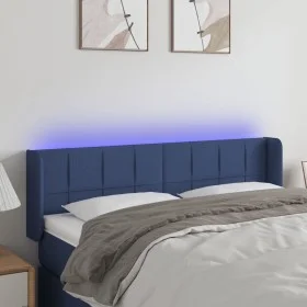 Blue fabric LED headboard 147x16x78/88 cm by vidaXL, Headboards and footboards - Ref: Foro24-3123240, Price: 68,05 €, Discoun...