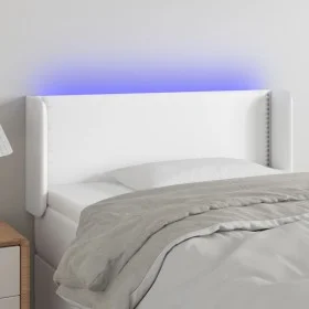 Cabecero con LED cuero sintético blanco 103x16x78/88 cm de vidaXL, Cabeceros y pies de cama - Ref: Foro24-3123181, Precio: 50...