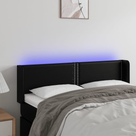 Cabecero con LED cuero sintético negro 147x16x78/88 cm de vidaXL, Cabeceros y pies de cama - Ref: Foro24-3123186, Precio: 61,...