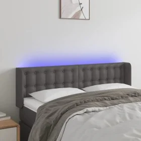 Cabecero con LED cuero sintético gris 147x16x78/88 cm de vidaXL, Cabeceros y pies de cama - Ref: Foro24-3123330, Precio: 65,5...