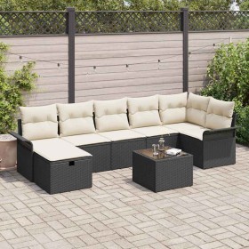 Conjunto de sofá de jardín 8 pcs Negro y crema ratán sintético en Sofás de exterior | Comprar online en Foru.es