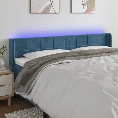Dark blue velvet headboard with LED 203x16x78/88 cm by vidaXL, Headboards and footboards - Ref: Foro24-3123306, Price: 89,23 ...