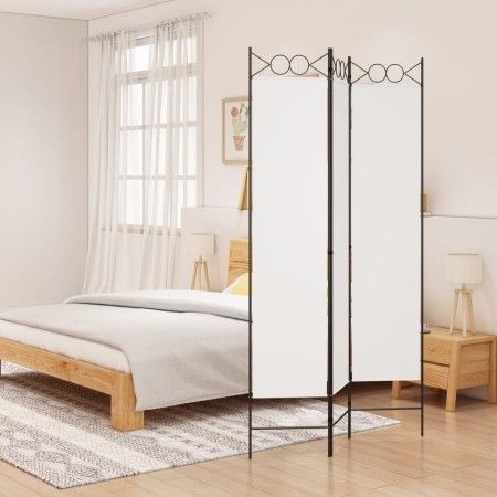Biombo divisor de 3 paneles de tela blanco 120x200 cm de vidaXL, Divisores de ambientes - Ref: Foro24-350146, Precio: 35,49 €...