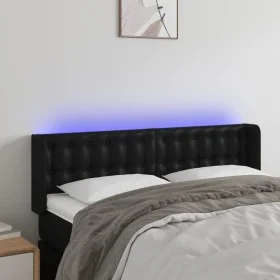 Cabecero con LED cuero sintético negro 147x16x78/88 cm de vidaXL, Cabeceros y pies de cama - Ref: Foro24-3123326, Precio: 73,...