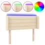 Cream fabric headboard with LED 103x16x78/88 cm by vidaXL, Headboards and footboards - Ref: Foro24-3123371, Price: 54,72 €, D...