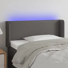 Cabecero con LED cuero sintético gris 93x16x78/88 cm de vidaXL, Cabeceros y pies de cama - Ref: Foro24-3123178, Precio: 53,49...