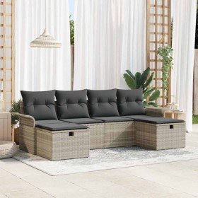 Conjunto de sofá de jardín 6 pcs Gris Claro ratán sintético en Sofás de exterior | Comprar online en Foru.es