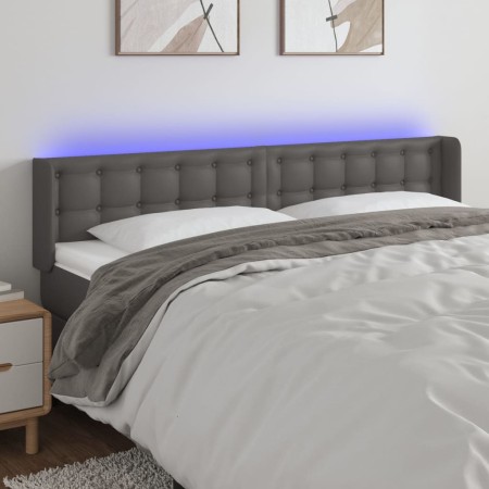 Cabecero con LED cuero sintético gris 203x16x78/88 cm de vidaXL, Cabeceros y pies de cama - Ref: Foro24-3123348, Precio: 84,3...