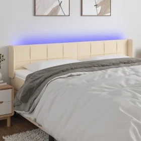 Cream fabric headboard with LED 203x16x78/88 cm by vidaXL, Headboards and footboards - Ref: Foro24-3123263, Price: 71,09 €, D...