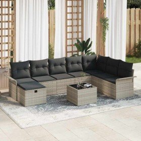 Conjunto de sofá de jardín 9 pcs Gris Claro ratán sintético en Sofás de exterior | Comprar online en Foru.es