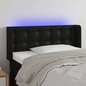 Cabecero con LED cuero sintético negro 83x16x78/88 cm de vidaXL, Cabeceros y pies de cama - Ref: Foro24-3123308, Precio: 46,2...