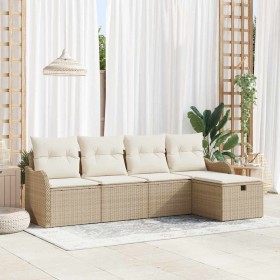 Conjunto de sofá de jardín 5 pcs Beige y Crema ratán sintético en Sofás de exterior | Comprar online en Foru.es