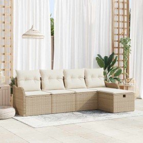 Conjunto de sofá de jardín 5 pcs Beige y Crema ratán sintético en Sofás de exterior | Comprar online en Foru.es