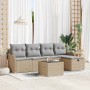 Conjunto de sofá de jardín con cojín 6 pcs Beige y Gris Claro en Sofás de exterior | Comprar online en Foru.es