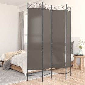Biombo divisor de 4 paneles de tela gris antracita 160x200 cm de vidaXL, Divisores de ambientes - Ref: Foro24-350152, Precio:...