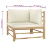 Set de muebles de jardín 2 piezas bambú y cojines blanco crema en Conjuntos de jardín | Comprar online en Foru.es