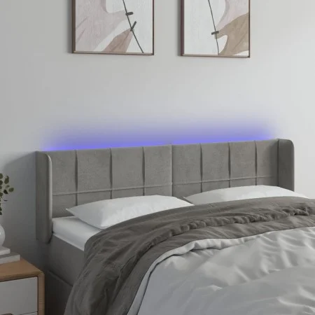 Light gray velvet headboard with LED 147x16x78/88 cm by vidaXL, Headboards and footboards - Ref: Foro24-3123284, Price: 76,50...