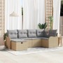 Conjunto de sofá de jardín 6 pcs beige y gris claro Poliratán en Sofás de exterior | Comprar online en Foru.es