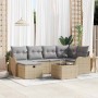Conjunto de sofá de jardín 7 pcs beige y gris claro Poliratán en Sofás de exterior | Comprar online en Foru.es