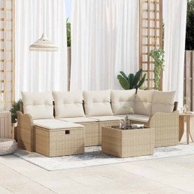 Conjunto de sofá de jardín Manual 7 pcs beige y crema Poliratán en Sofás de exterior | Comprar online en Foru.es