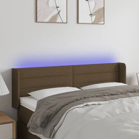 Kopfteil mit LED aus dunkelbraunem Stoff 147x16x78/88 cm von vidaXL, Kopf- und Fußteile - Ref: Foro24-3123377, Preis: 75,59 €...