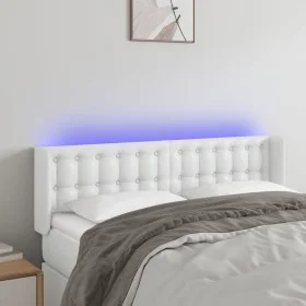 Cabecero con LED cuero sintético blanco 147x16x78/88 cm de vidaXL, Cabeceros y pies de cama - Ref: Foro24-3123327, Precio: 81...