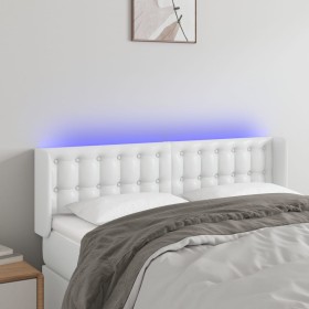 Cabecero con LED cuero sintético blanco 147x16x78/88 cm de vidaXL, Cabeceros y pies de cama - Ref: Foro24-3123327, Precio: 84...