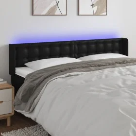 Cabecero con LED cuero sintético negro 163x16x78/88 cm de vidaXL, Cabeceros y pies de cama - Ref: Foro24-3123332, Precio: 71,...