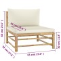 Set de muebles de jardín 4 piezas bambú y cojines blanco crema en Conjuntos de jardín | Comprar online en Foru.es
