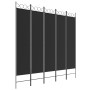 Biombo divisor de 5 paneles de tela negro 200x200 cm de vidaXL, Divisores de ambientes - Ref: Foro24-350157, Precio: 55,31 €,...