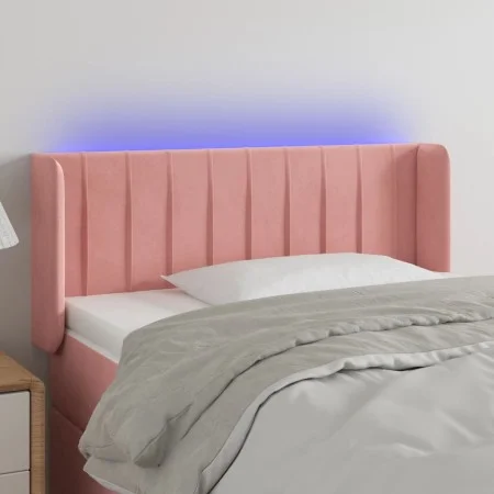 Pink velvet headboard with LED 103x16x78/88 cm by vidaXL, Headboards and footboards - Ref: Foro24-3123521, Price: 69,13 €, Di...