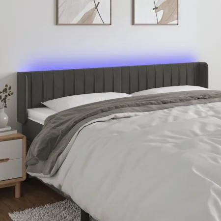 Dunkelgraues Samtkopfteil mit LED 163x16x78/88 cm von vidaXL, Kopf- und Fußteile - Ref: Foro24-3123529, Preis: 75,93 €, Rabat...