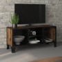 Mueble de TV metal y MDF marrón rústico 105x36x47 cm en Muebles TV | Comprar online en Foru.es