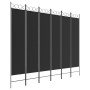 Biombo divisor de 6 paneles de tela negro 240x200 cm de vidaXL, Divisores de ambientes - Ref: Foro24-350161, Precio: 63,15 €,...