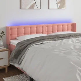 Rosa Samtkopfteil mit LED 183x16x78/88 cm von vidaXL, Kopf- und Fußteile - Ref: Foro24-3123735, Preis: 89,48 €, Rabatt: %