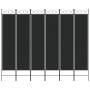 Biombo divisor de 6 paneles de tela negro 240x200 cm de vidaXL, Divisores de ambientes - Ref: Foro24-350161, Precio: 63,15 €,...