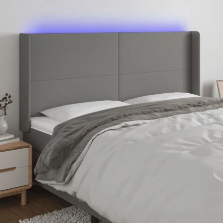 Dunkelgraues Stoffkopfteil mit LED 163x16x118/128 cm von vidaXL, Kopf- und Fußteile - Ref: Foro24-3123775, Preis: 130,03 €, R...