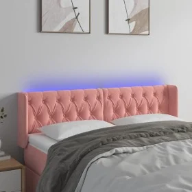 Pink velvet headboard with LED 163x16x78/88 cm by vidaXL, Headboards and footboards - Ref: Foro24-3123631, Price: 83,59 €, Di...