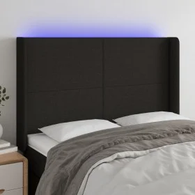 Black fabric headboard with LED 147x16x118/128 cm by vidaXL, Headboards and footboards - Ref: Foro24-3123768, Price: 122,54 €...