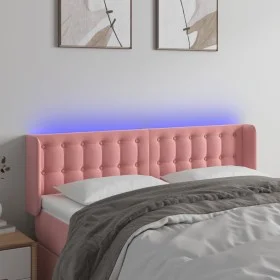 Pink velvet headboard with LED 147x16x78/88 cm by vidaXL, Headboards and footboards - Ref: Foro24-3123723, Price: 82,64 €, Di...