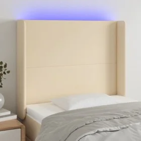 Cabecero con LED de tela color crema 93x16x118/128 cm de vidaXL, Cabeceros y pies de cama - Ref: Foro24-3123755, Precio: 90,5...