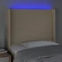 Cream fabric headboard with LED 93x16x118/128 cm by vidaXL, Headboards and footboards - Ref: Foro24-3123755, Price: 90,53 €, ...