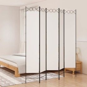 Biombo divisor de 5 paneles de tela blanco 200x220 cm de vidaXL, Divisores de ambientes - Ref: Foro24-350170, Precio: 58,93 €...
