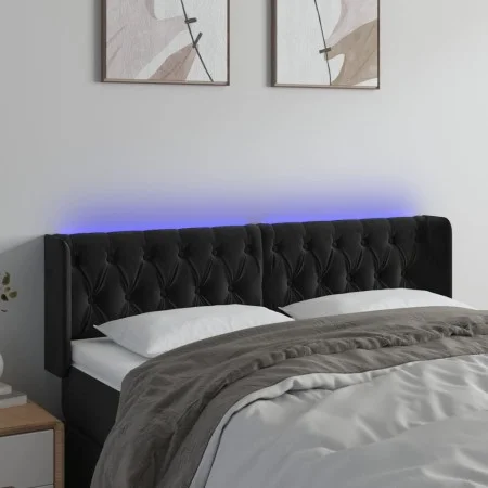 Kopfteil aus schwarzem Samt mit LED 147x16x78/88 cm von vidaXL, Kopf- und Fußteile - Ref: Foro24-3123622, Preis: 95,53 €, Rab...